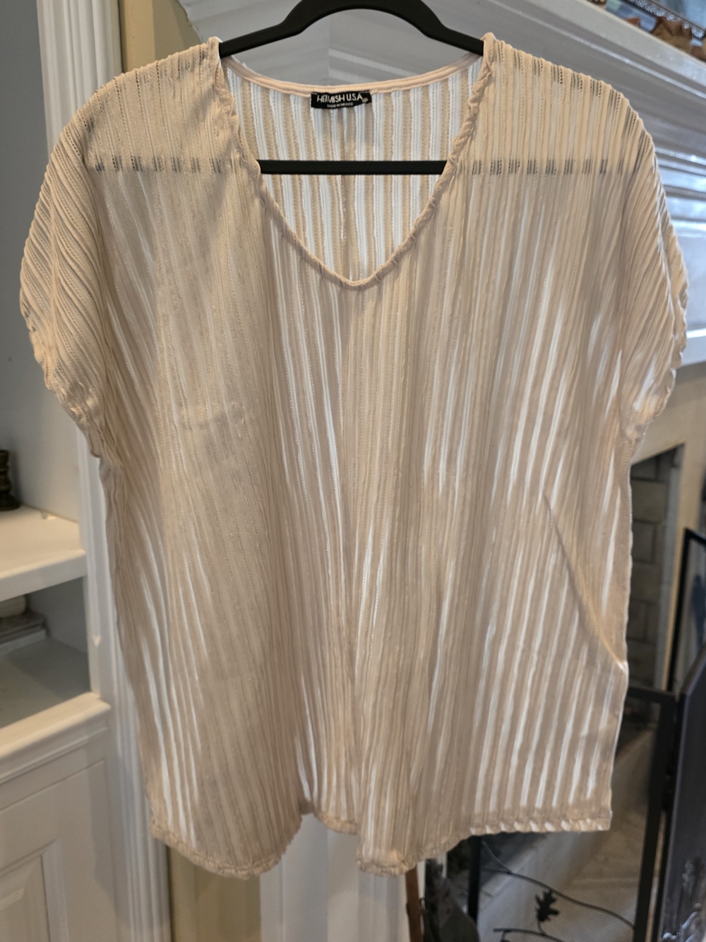 HEIMISH USA Light Blush Pleated V-Neck Short Sleeve Blouse